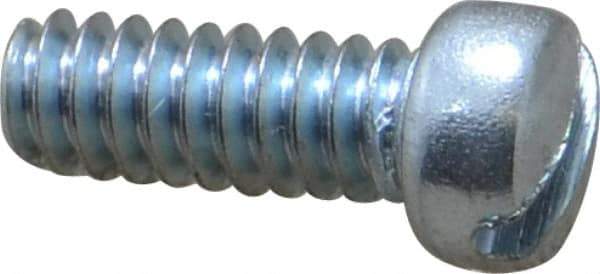 Value Collection - #6-32 UNC, 3/8" Length Under Head Slotted Drive Machine Screw - Fillister Head, Grade 2 Steel, Zinc-Plated Finish, Without Washer - Eagle Tool & Supply