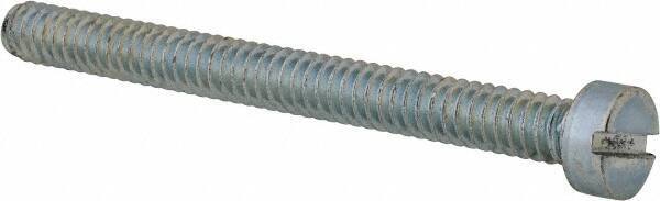 Value Collection - #10-24 UNC, 2" Length Under Head Slotted Drive Machine Screw - Fillister Head, Grade 2 Steel, Zinc-Plated Finish, Without Washer - Eagle Tool & Supply