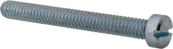 Value Collection - 1/4-20 UNC, 2-1/4" Length Under Head Slotted Drive Machine Screw - Fillister Head, Grade 2 Steel, Zinc-Plated Finish, Without Washer - Eagle Tool & Supply