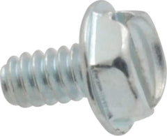 Value Collection - #6-32 UNC, 1/4" OAL Slotted Drive Machine Screw - Hex Washer Head, Grade J82 Steel, Zinc-Plated Finish, Without Washer - Eagle Tool & Supply