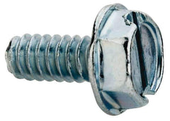 Value Collection - #6-32 UNC, 5/16" OAL Slotted Drive Machine Screw - Hex Washer Head, Grade J82 Steel, Zinc-Plated Finish, Without Washer - Eagle Tool & Supply