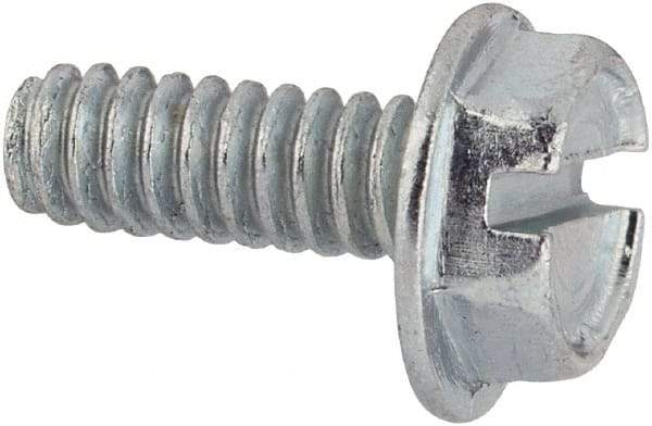 Value Collection - #6-32 UNC, 3/8" OAL Slotted Drive Machine Screw - Hex Washer Head, Grade J82 Steel, Zinc-Plated Finish, Without Washer - Eagle Tool & Supply