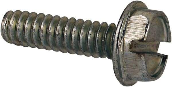 Value Collection - #6-32 UNC, 1/2" OAL Slotted Drive Machine Screw - Hex Washer Head, Grade J82 Steel, Zinc-Plated Finish, Without Washer - Eagle Tool & Supply