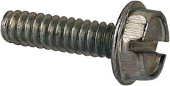 Value Collection - #6-32 UNC, 1/2" OAL Slotted Drive Machine Screw - Hex Washer Head, Grade J82 Steel, Zinc-Plated Finish, Without Washer - Eagle Tool & Supply