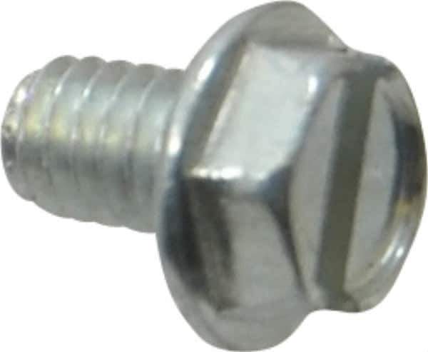 Value Collection - #8-32 UNC, 1/4" OAL Slotted Drive Machine Screw - Hex Washer Head, Grade J82 Steel, Zinc-Plated Finish, Without Washer - Eagle Tool & Supply