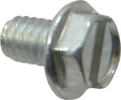 Value Collection - #8-32 UNC, 1/4" OAL Slotted Drive Machine Screw - Hex Washer Head, Grade J82 Steel, Zinc-Plated Finish, Without Washer - Eagle Tool & Supply