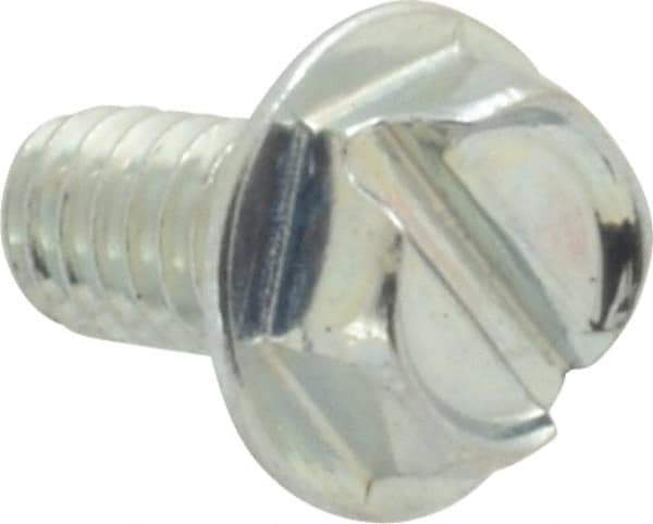 Value Collection - #8-32 UNC, 5/16" OAL Slotted Drive Machine Screw - Hex Washer Head, Grade J82 Steel, Zinc-Plated Finish, Without Washer - Eagle Tool & Supply