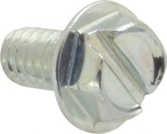 Value Collection - #8-32 UNC, 5/16" OAL Slotted Drive Machine Screw - Hex Washer Head, Grade J82 Steel, Zinc-Plated Finish, Without Washer - Eagle Tool & Supply