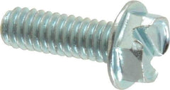 Value Collection - #8-32 UNC, 1/2" OAL Slotted Drive Machine Screw - Hex Washer Head, Grade J82 Steel, Zinc-Plated Finish, Without Washer - Eagle Tool & Supply