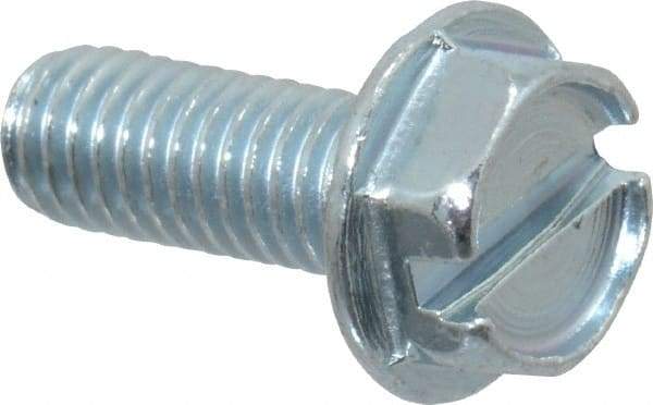 Value Collection - #10-32 UNF, 1/2" OAL Slotted Drive Machine Screw - Hex Washer Head, Grade J82 Steel, Zinc-Plated Finish, Without Washer - Eagle Tool & Supply
