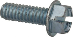 Value Collection - 1/4-20 UNC, 3/4" OAL Slotted Drive Machine Screw - Hex Washer Head, Grade J82 Steel, Zinc-Plated Finish, Without Washer - Eagle Tool & Supply