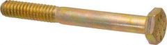 Made in USA - 1/4-20 UNC, 2-1/4" Length Under Head Hex Head Cap Screw - Partially Threaded, Grade 8 Alloy Steel, Zinc Yellow Dichromate Finish, 7/16" Hex - Eagle Tool & Supply