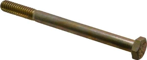 Value Collection - 5/16-18 UNC, 3-3/4" Length Under Head Hex Head Cap Screw - Partially Threaded, Grade 8 Alloy Steel, Zinc Yellow Dichromate Finish, 1/2" Hex - Eagle Tool & Supply