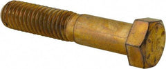 Made in USA - 7/16-14 UNC, 2-1/4" Length Under Head Hex Head Cap Screw - Partially Threaded, Grade 8 Alloy Steel, Zinc Yellow Dichromate Finish, 5/8" Hex - Eagle Tool & Supply