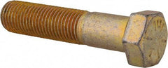 Made in USA - 7/16-20 UNF, 2" Length Under Head Hex Head Cap Screw - Partially Threaded, Grade 8 Alloy Steel, Zinc Yellow Dichromate Finish, 5/8" Hex - Eagle Tool & Supply