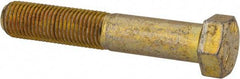 Made in USA - 7/16-20 UNF, 2-1/2" Length Under Head Hex Head Cap Screw - Partially Threaded, Grade 8 Alloy Steel, Zinc Yellow Dichromate Finish, 5/8" Hex - Eagle Tool & Supply