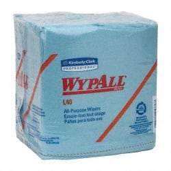 WypAll - L40 1/4 Fold General Purpose Wipes - Poly Pack, 12" x 12-1/2" Sheet Size, Blue - Eagle Tool & Supply