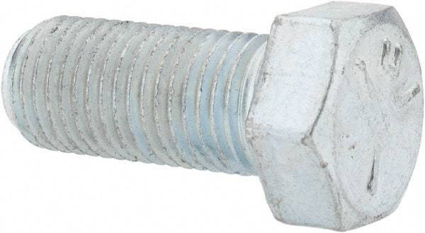 Made in USA - 7/16-20 UNF, 1" Length Under Head Hex Head Cap Screw - Fully Threaded, Grade 5 Steel, Zinc-Plated Finish, 5/8" Hex - Eagle Tool & Supply