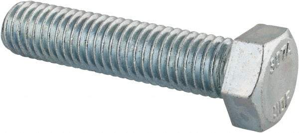 Value Collection - 1/2-13 UNC, 2-1/4" Length Under Head Hex Head Cap Screw - Fully Threaded, Grade 2 Steel, Zinc-Plated Finish, 3/4" Hex - Eagle Tool & Supply