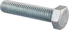 Value Collection - 1/2-13 UNC, 2-1/4" Length Under Head Hex Head Cap Screw - Fully Threaded, Grade 2 Steel, Zinc-Plated Finish, 3/4" Hex - Eagle Tool & Supply