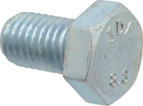 Value Collection - M12x1.75mm Metric Coarse, 20mm Length Under Head Hex Head Cap Screw - Fully Threaded, Grade 8.8 Steel, Zinc-Plated Finish, 19mm Hex - Eagle Tool & Supply