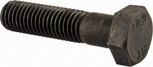 Value Collection - M12x1.75mm Metric Coarse, 50mm Length Under Head Hex Head Cap Screw - Partially Threaded, Grade 10.9 Steel, Black Oxide Finish, 19mm Hex - Eagle Tool & Supply