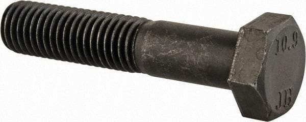 Value Collection - M12x1.75mm Metric Coarse, 60mm Length Under Head Hex Head Cap Screw - Partially Threaded, Grade 10.9 Steel, Black Oxide Finish, 19mm Hex - Eagle Tool & Supply