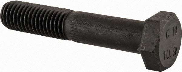Value Collection - M12x1.75mm Metric Coarse, 65mm Length Under Head Hex Head Cap Screw - Partially Threaded, Grade 10.9 Steel, Uncoated, 19mm Hex - Eagle Tool & Supply