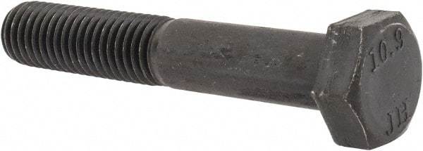 Value Collection - M12x1.75mm Metric Coarse, 70mm Length Under Head Hex Head Cap Screw - Partially Threaded, Grade 10.9 Steel, Black Oxide Finish, 19mm Hex - Eagle Tool & Supply