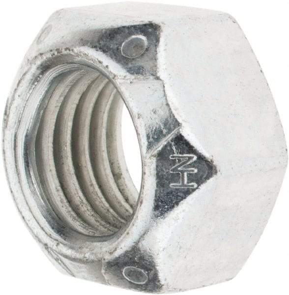 Value Collection - 7/8-9 UNC Grade C Hex Lock Nut with Distorted Thread - 1-5/16" Width Across Flats, 49/64" High, Cadmium Clear-Plated Finish - Eagle Tool & Supply