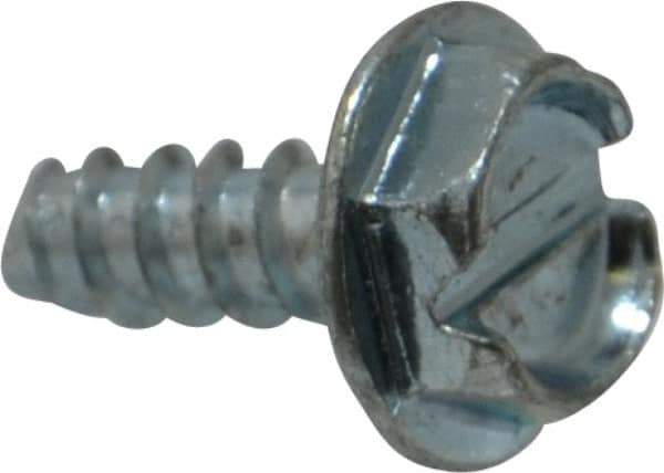 Value Collection - #6 Hex Washer Head Slotted Sheet Metal Screw - Steel, 3/8" Length Under Head, Grade 2 - Eagle Tool & Supply
