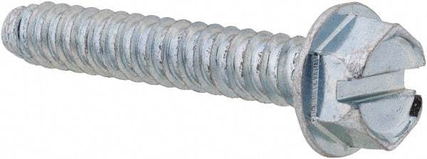 Value Collection - 1/4" Hex Washer Head Slotted Sheet Metal Screw - Steel, 1-1/2" Length Under Head, Grade 2 - Eagle Tool & Supply