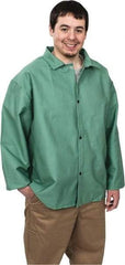 Steel Grip - Size 2XL Welding & Flame Resistant/Retardant Jacket - Green, Cotton, Snaps Closure, 52 to 54" Chest - Eagle Tool & Supply