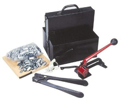 Value Collection - 200 Inch Long x 3/4 Inch Wide, Strapping Kit - Contains 2 Coils, 500 Seals, Steel Strap Cutter, Sealing Tool, Tensioner and Heavy Duty Reusable Dispenser - Eagle Tool & Supply