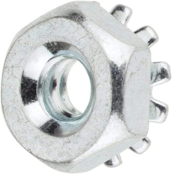 Value Collection - #6-32, Zinc Plated, Steel Hex Nut with External Tooth Washer - 11/32" Washer Diam, 5/16" Width Across Flats - Eagle Tool & Supply