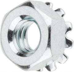 Value Collection - 1/4-20, Zinc Plated, Steel Hex Nut with External Tooth Washer - 1/2" Washer Diam, 7/16" Width Across Flats - Eagle Tool & Supply