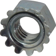 Value Collection - 5/16-18, Zinc Plated, Steel Hex Nut with External Tooth Washer - 19/32" Washer Diam, 1/2" Width Across Flats - Eagle Tool & Supply