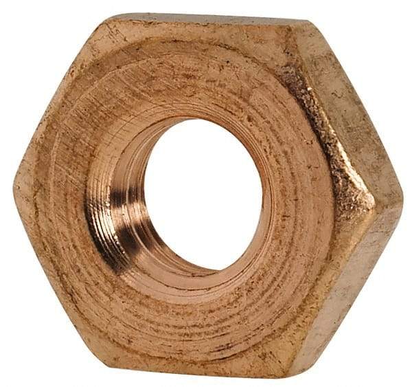 Value Collection - #10-32 UNF Silicon Bronze Right Hand Machine Screw Hex Nut - 3/8" Across Flats, 1/8" High, Uncoated - Eagle Tool & Supply