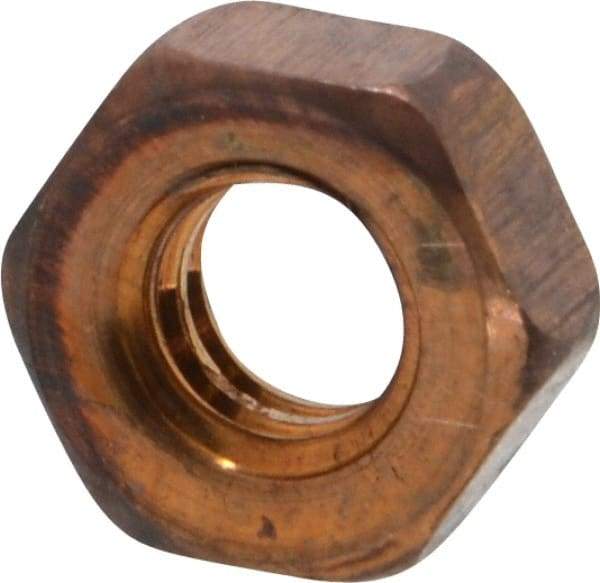 Value Collection - 1/4-20 UN Silicon Bronze Right Hand Machine Screw Hex Nut - 7/16" Across Flats, 3/16" High, Uncoated - Eagle Tool & Supply