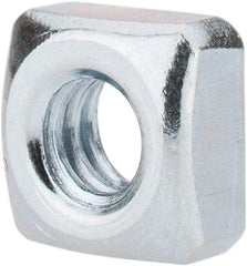 Value Collection - 1/4-20 Steel Square Nut - Zinc Plated, 7/16" Square Width x 7/32" Overall Height - Eagle Tool & Supply