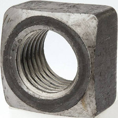 Value Collection - 1-1/8-7 Steel Square Nut - Uncoated, 1-11/16" Square Width x 1" Overall Height - Eagle Tool & Supply