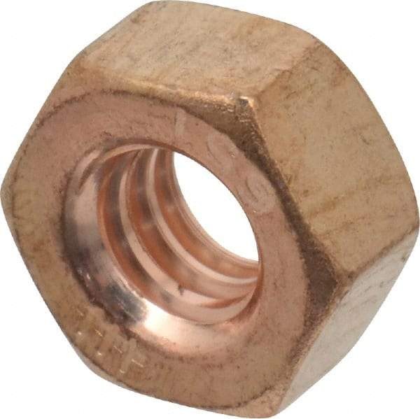 Value Collection - 1/4-20 UNC Silicon Bronze Right Hand Hex Nut - 7/16" Across Flats, 7/32" High, Uncoated - Eagle Tool & Supply