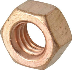 Value Collection - 5/16-18 UNC Silicon Bronze Right Hand Hex Nut - 1/2" Across Flats, 17/64" High, Uncoated - Eagle Tool & Supply