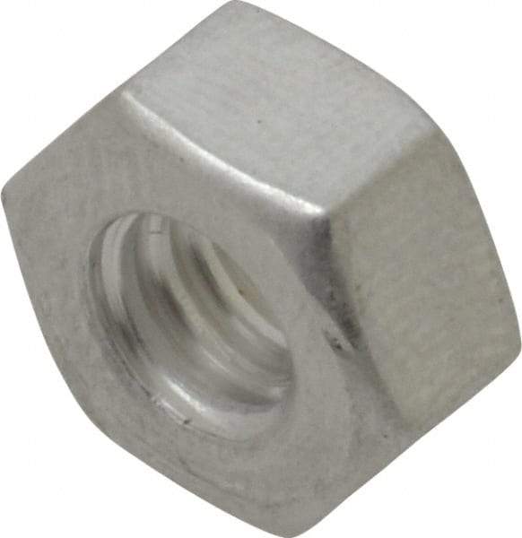 Value Collection - 1/4-20 UN Aluminum Right Hand Hex Nut - 7/16" Across Flats, 7/32" High, Uncoated - Eagle Tool & Supply