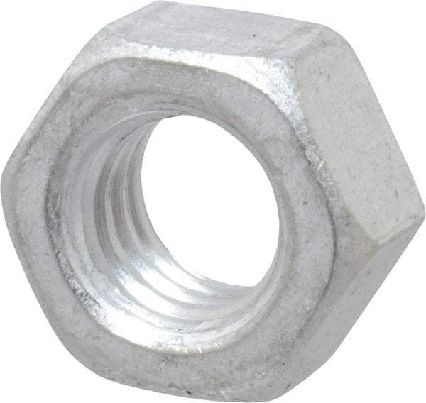 Value Collection - 5/16-18 UN Aluminum Right Hand Hex Nut - 1/2" Across Flats, 17/64" High, Aluminum-Plated Finish - Eagle Tool & Supply