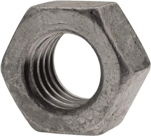 Value Collection - 7/16-14 UNC Steel Right Hand Hex Nut - 11/16" Across Flats, 3/8" High, Hot Dipped Galvanized Finish - Eagle Tool & Supply