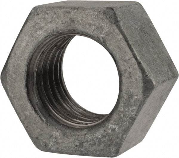 Value Collection - 7/8-9 UNC Steel Right Hand Hex Nut - 1-5/16" Across Flats, 3/4" High, Hot Dipped Galvanized Finish - Eagle Tool & Supply