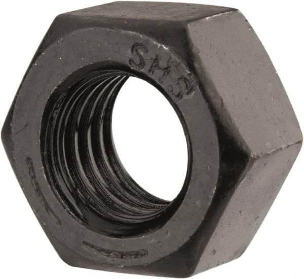 Value Collection - 9/16-12 UNC Steel Right Hand Hex Nut - 7/8" Across Flats, 31/64" High, Black Oxide Finish - Eagle Tool & Supply