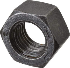 Value Collection - 1-8 UNC Steel Right Hand Hex Nut - 1-1/2" Across Flats, 55/64" High, Black Oxide Finish - Eagle Tool & Supply