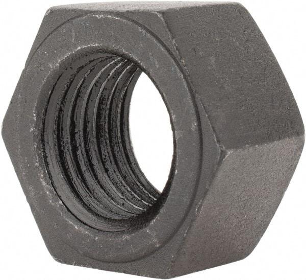 Value Collection - 1-1/2 - 6 UNC Steel Right Hand Hex Nut - 2-1/4" Across Flats, 1-9/32" High, Black Oxide Finish - Eagle Tool & Supply